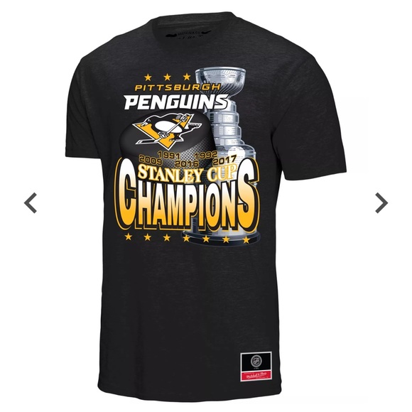 Mens Mitchell & Ness Pittsburgh Penguins Cup Chase Black T-Shirt NHL - Picture 1 of 2